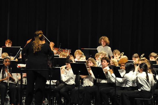 Students performing at the 2023-2024 All County Band Concert